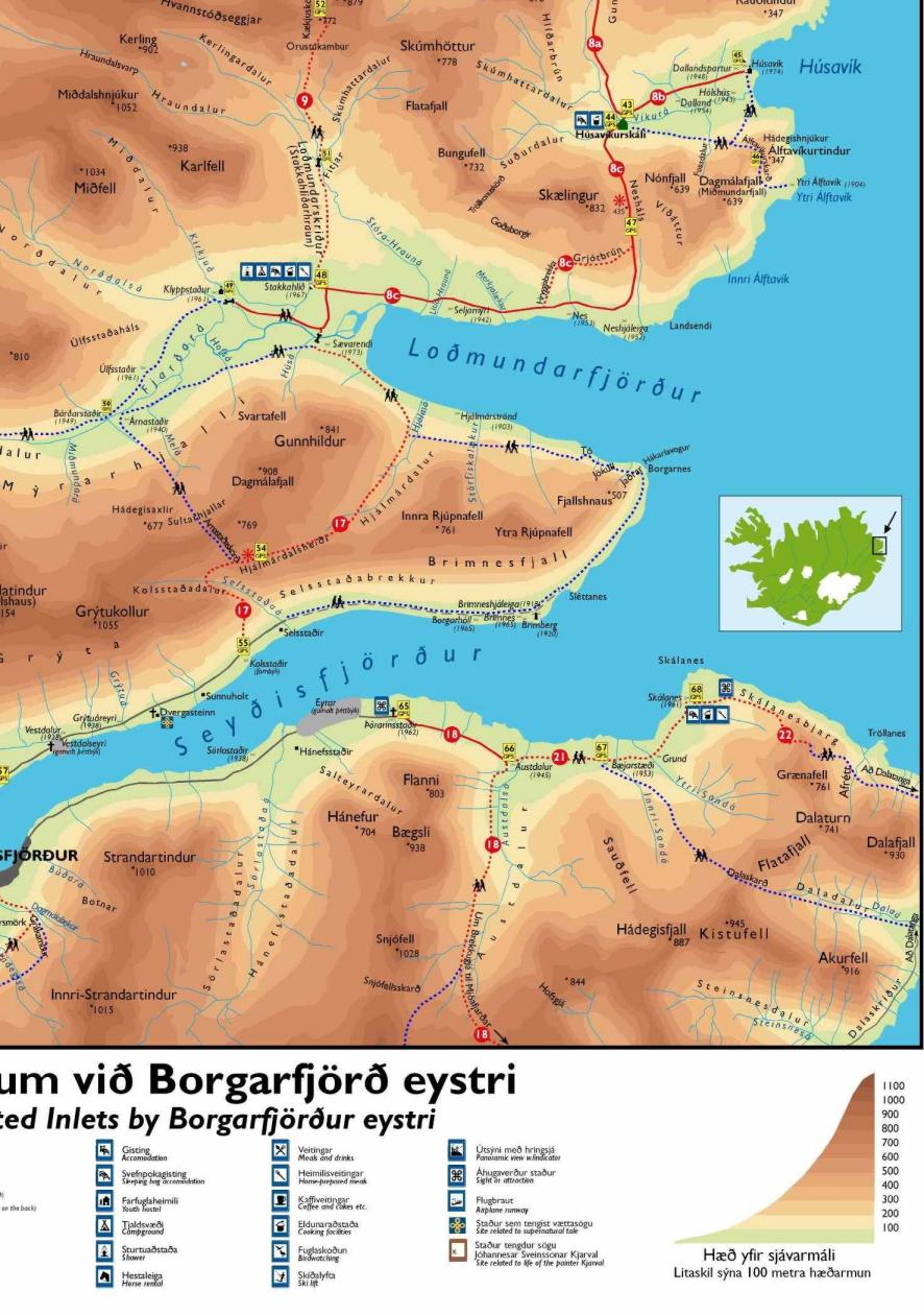 HIKING TRAILS MAP EAST ICELAND VIKURSLODIR SE GÖNGULEIÐAKORT ...