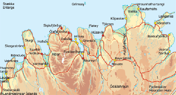 Map of north Iceland